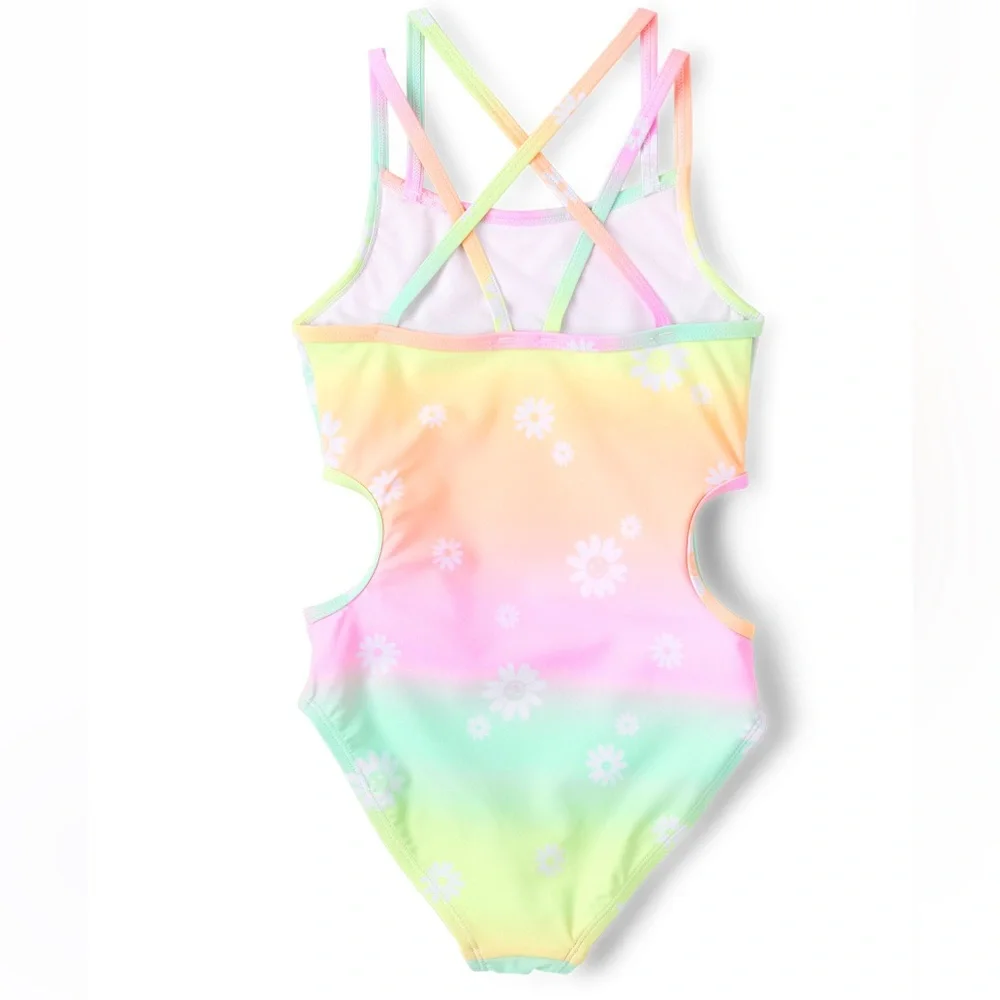 The Children’s Place Girls Rainbow Daisy Cutout One Piece Swimsuit 7/8